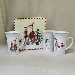 3 Living Quarters Santa Mugs 5"Tall 3.5" Wide with original box
